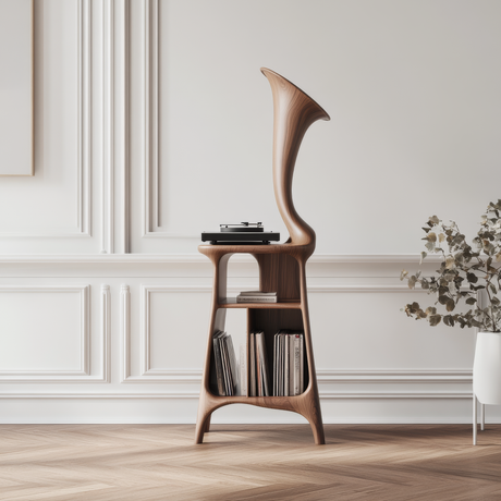 Seravyn Handcrafted Solid Wood Record Player Stand SPA551215 - Timberustic Record Player Stand With Storage