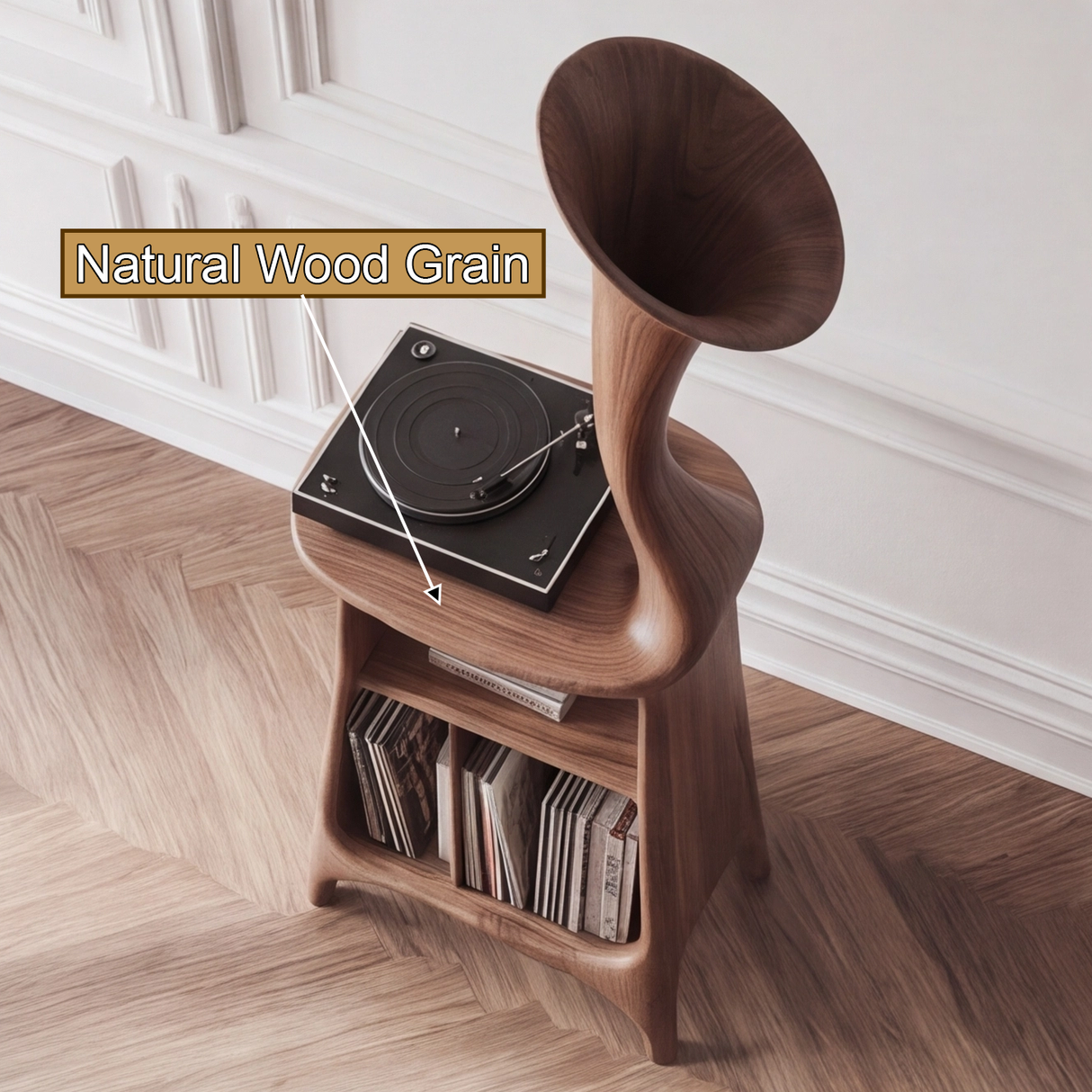 Seravyn Handcrafted Solid Wood Record Player Stand SPA551215 - Timberustic Record Player Stand With Storage