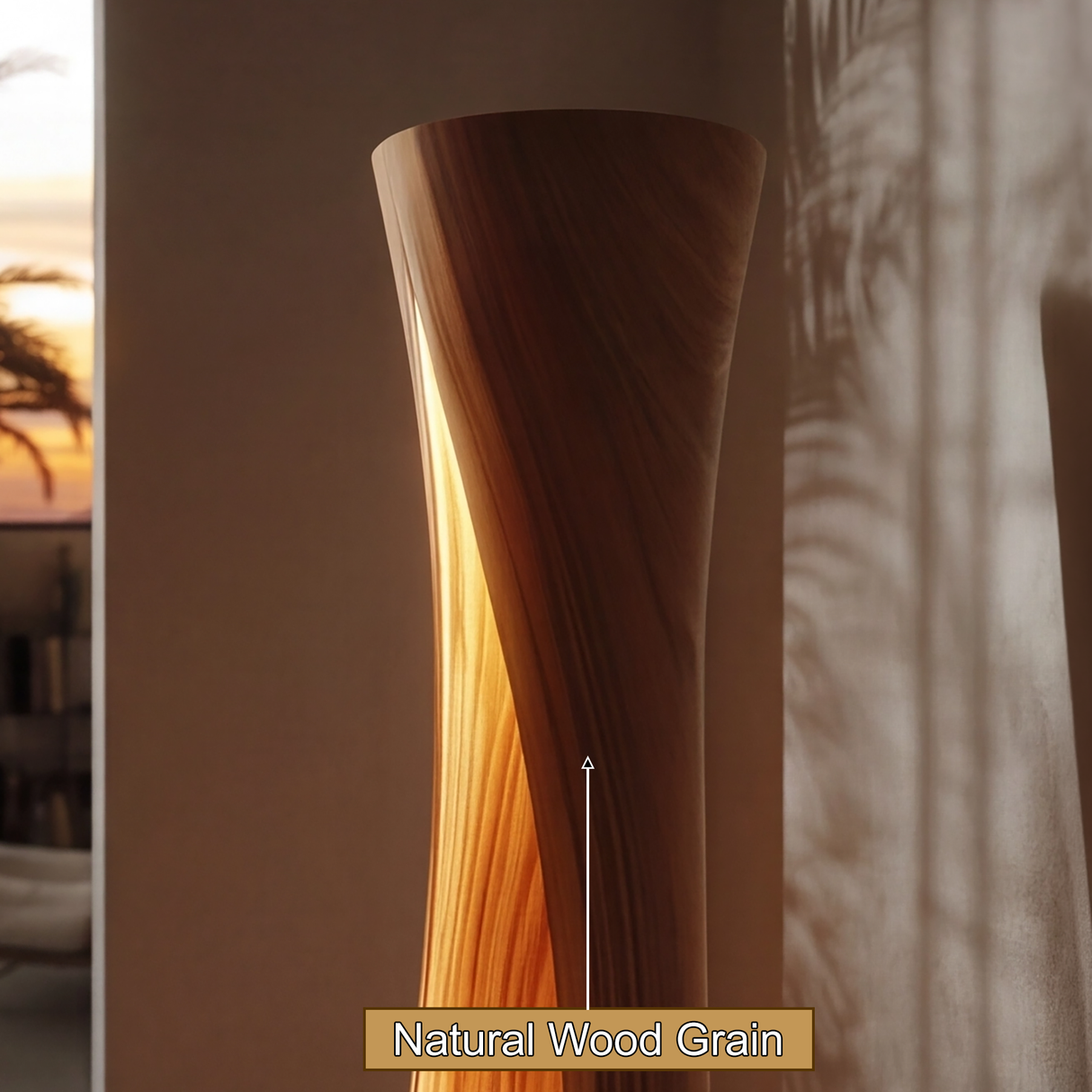 Seravyn Sculpted Curved Integrated LED Wood Floor Lamp - Timberustic Floor Lamp