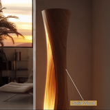Seravyn Sculpted Curved Integrated LED Wood Floor Lamp - Timberustic Floor Lamp