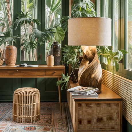 Seren Twist Sculpted Solid Wood Table Lamp