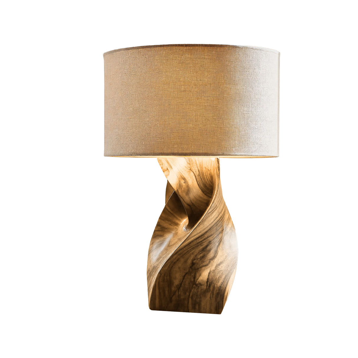 Seren Twist Sculpted Solid Wood Table Lamp