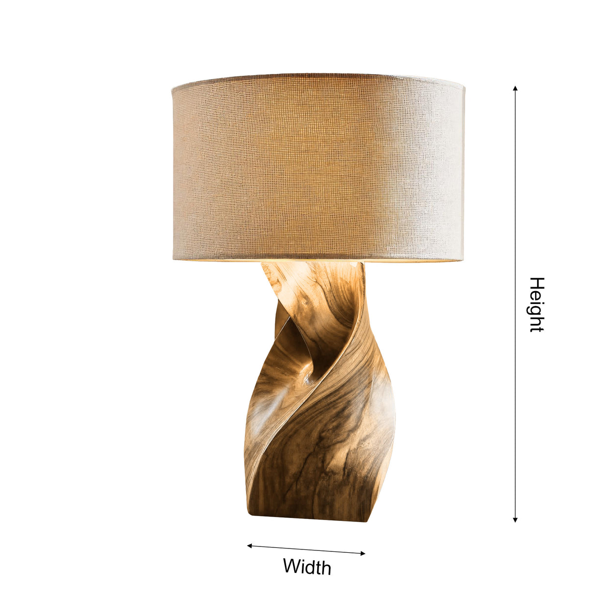 Seren Twist Sculpted Solid Wood Table Lamp