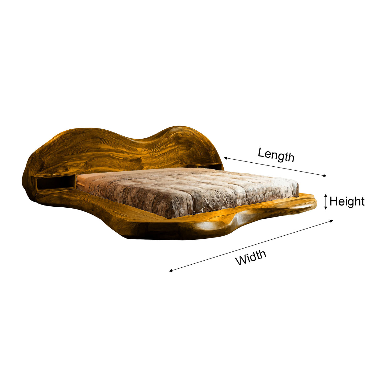 Serenata Waveform Solid Wood Headboard and Bed Frame
