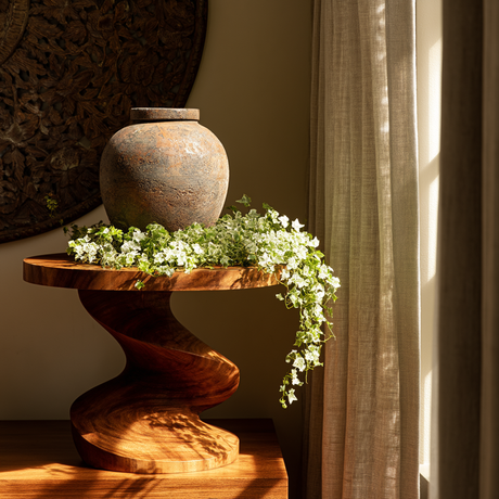 Serova Twisted Solid Wood Pedestal Stand - Timberustic Pedestal Stand