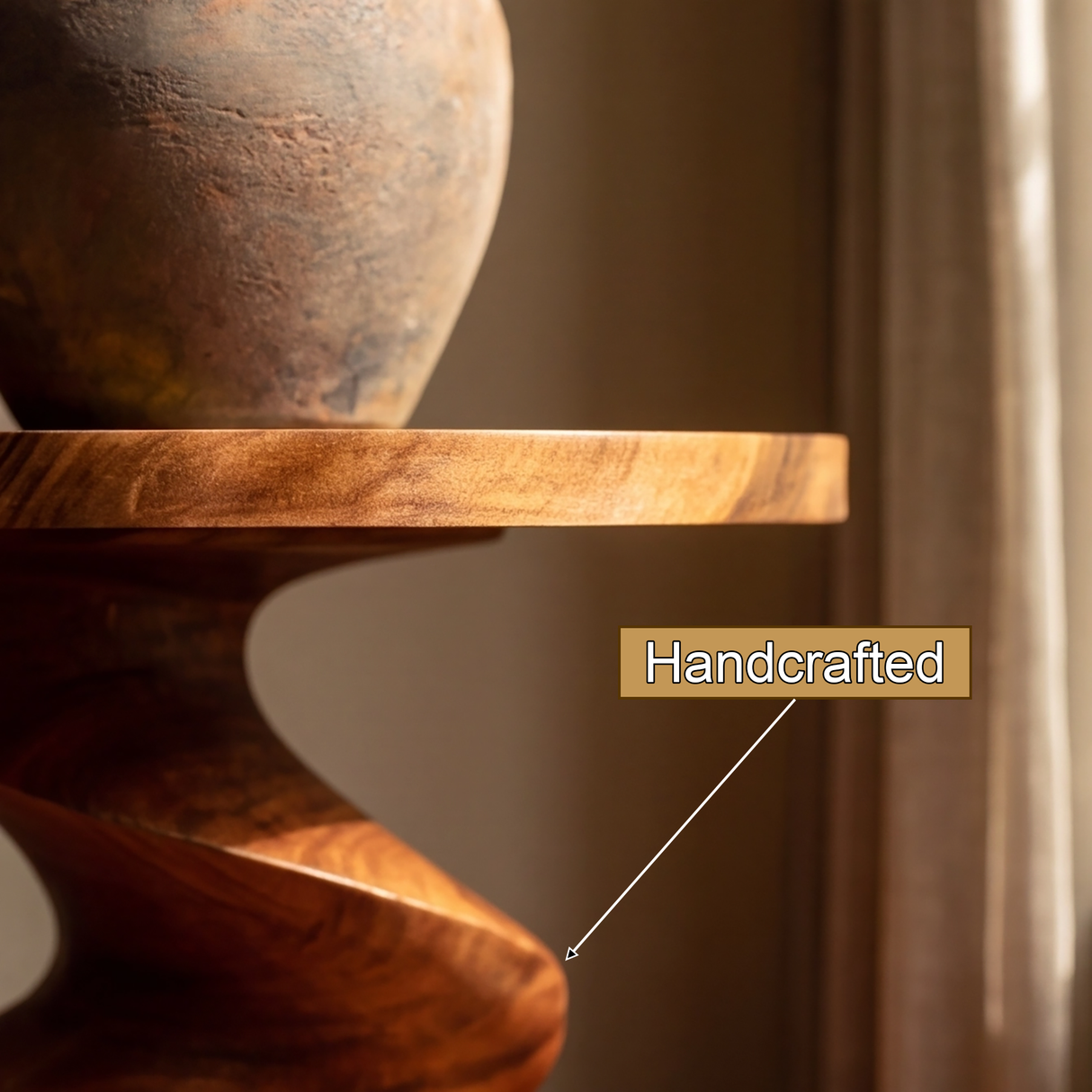 Serova Twisted Solid Wood Pedestal Stand - Timberustic Pedestal Stand