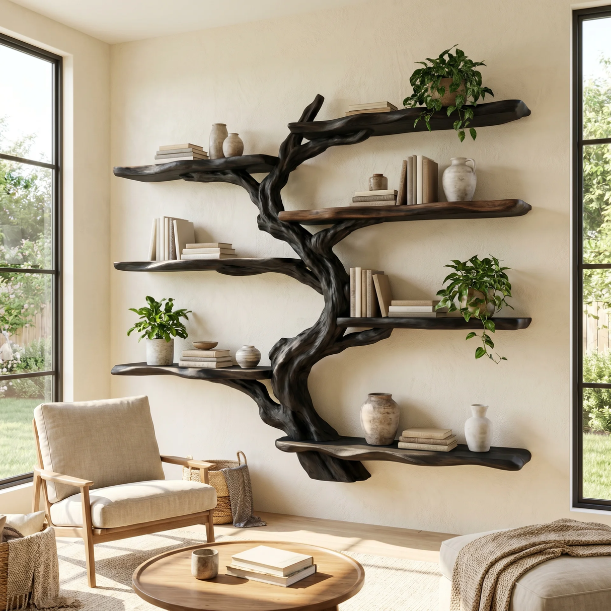 Shadowgrove Handcrafted Solid Wood Tree Bookshelf