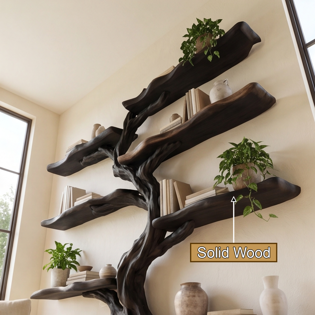 Shadowgrove Handcrafted Solid Wood Tree Bookshelf