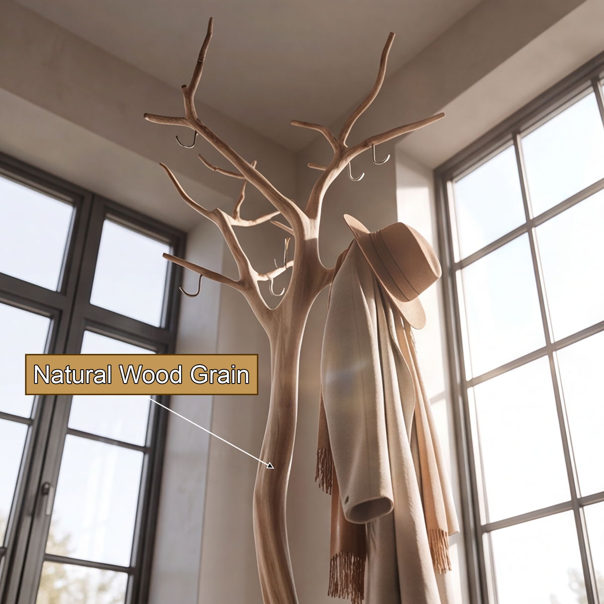 Silverbark Handcrafted Sculpted Solid Wood Tree Coat Rack