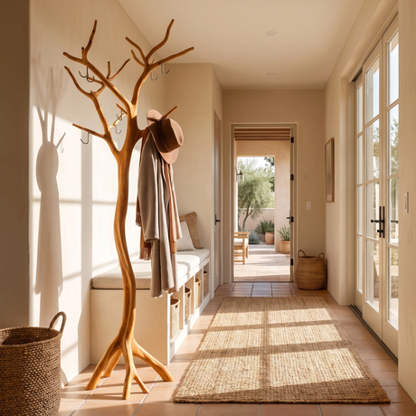 Silverbark Handcrafted Sculpted Solid Wood Tree Coat Rack Teak - Timberustic Tree Coat Rack