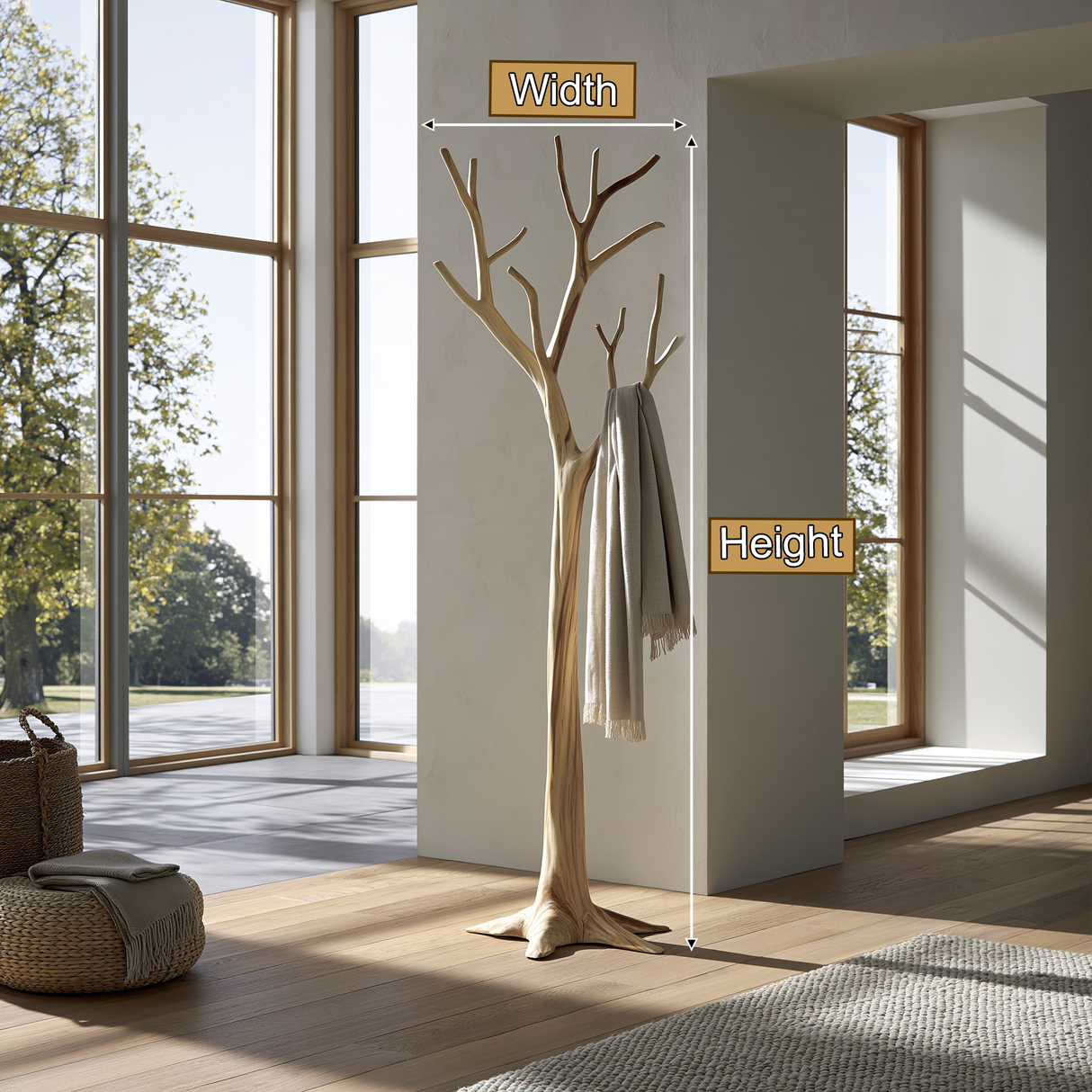 Silverbloom Sculpted Solid Wood Tree Coat Rack - Timberustic Tree Coat Rack