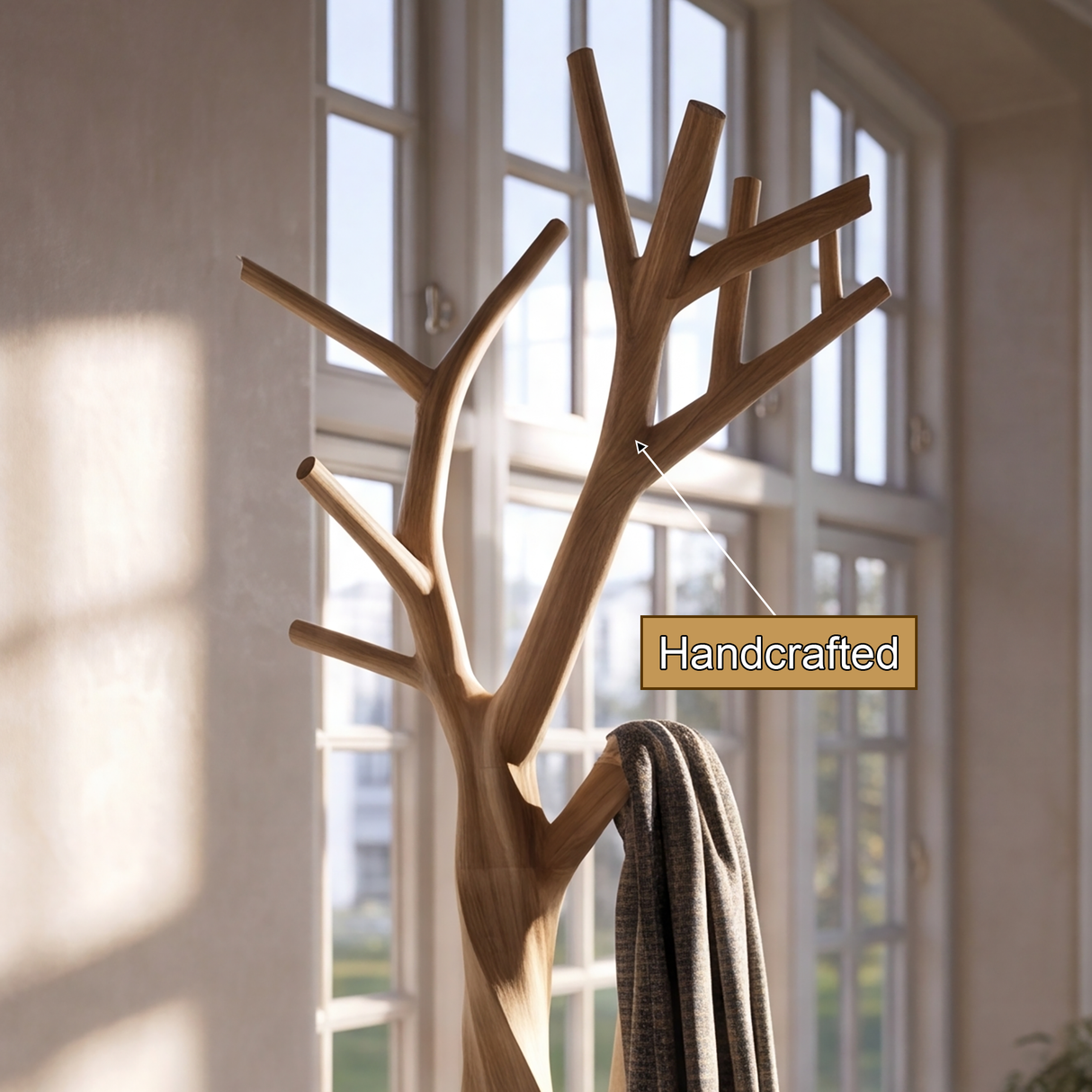 Silverpine Handcrafted Sculpted Solid Wood Tree Coat Rack - Timberustic Tree Coat Rack