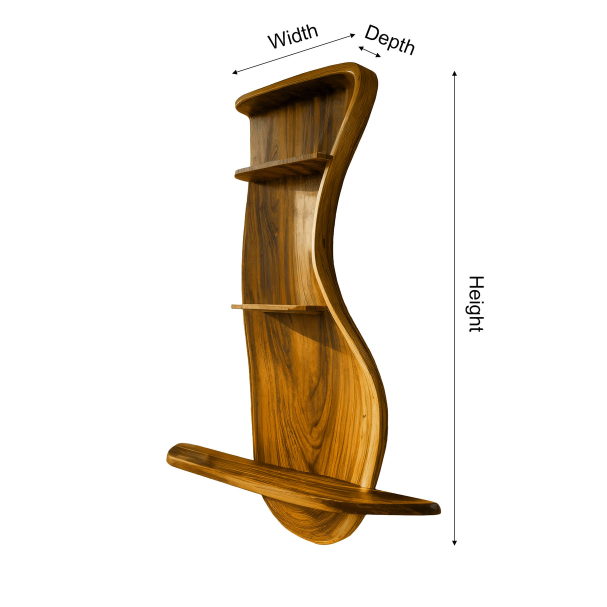 Curveline Solid Wood Floating Display Shelf - Timberustic Display Shelf