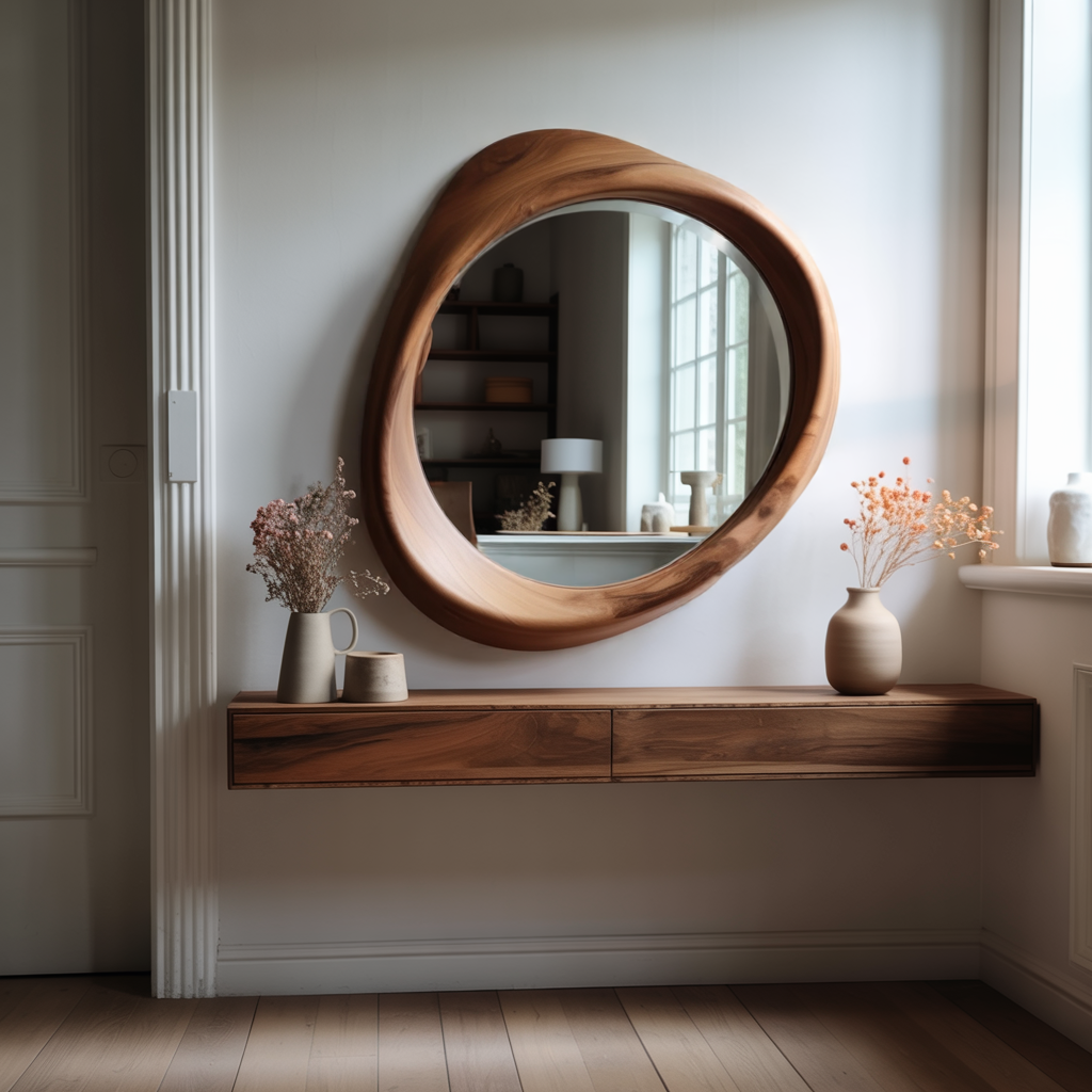 Solaceform Artisan-Crafted Solid Wood Mirror – Japandi / Organic Modern ...
