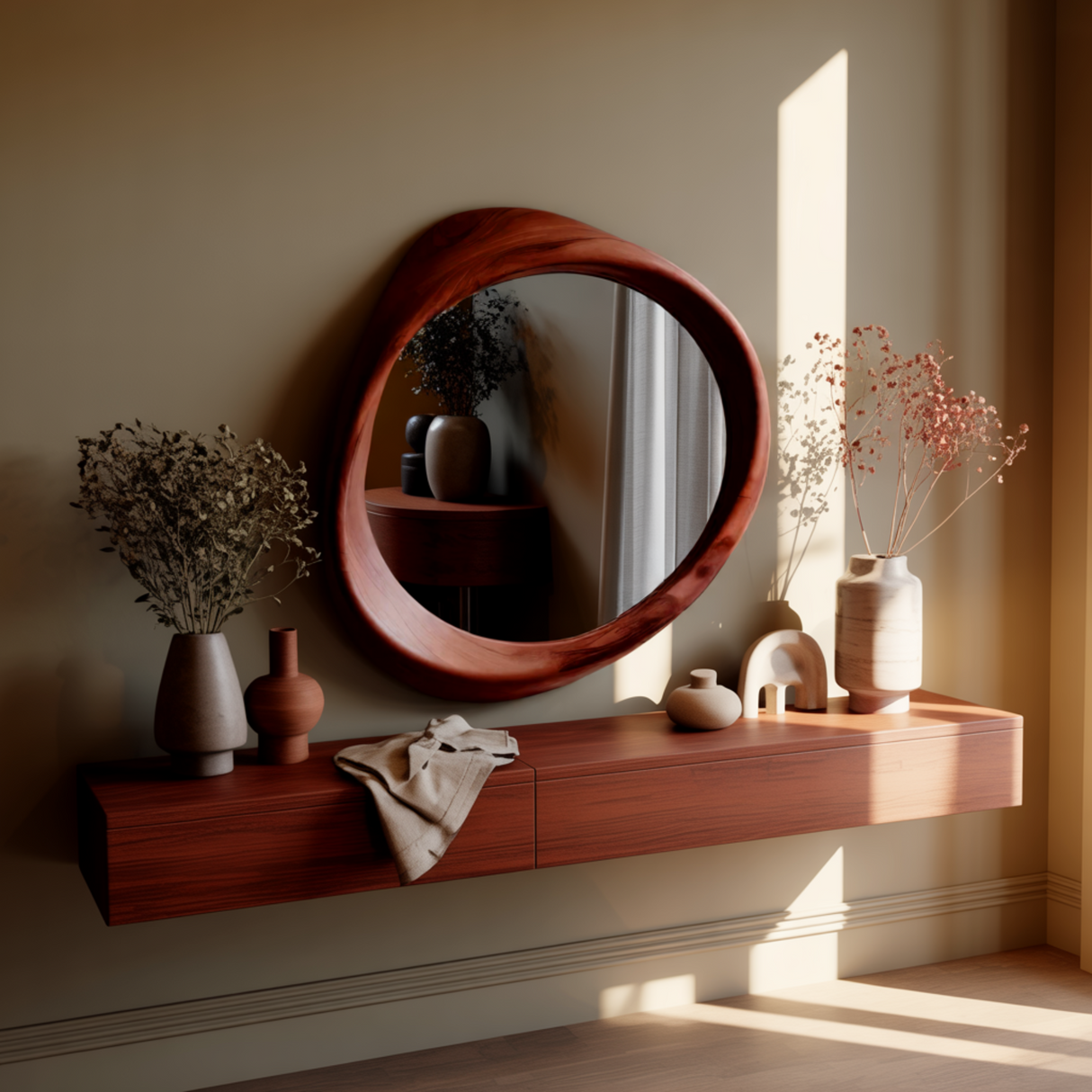 Solaceform Artisan-Crafted Solid Wood Mirror