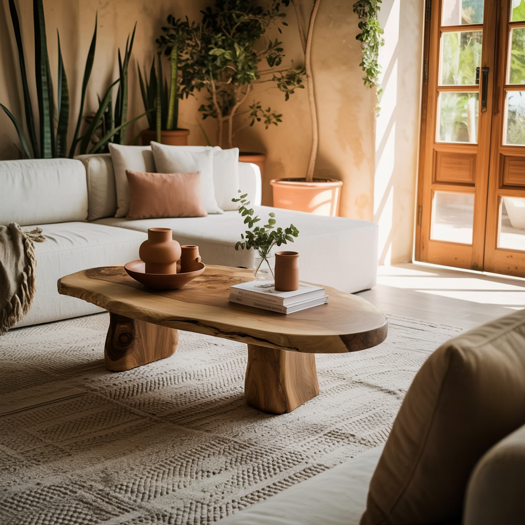 Solara Live Edge Coffee Table | Organic Modern Wood Living Room Table ...