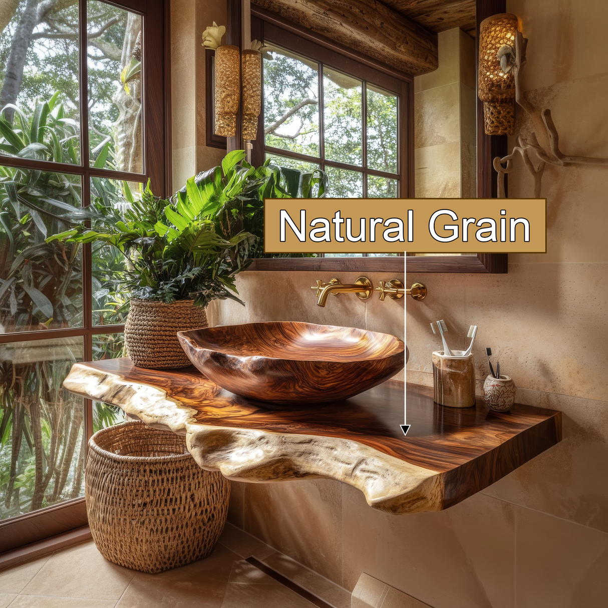 Solara Live Edge Solid Wood Floating Bathroom Vanity