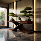 Solara Wave Handcrafted Wood Console Table