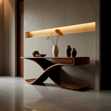 Solara Wave Handcrafted Wood Console Table