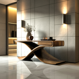 Solara Wave Handcrafted Wood Console Table