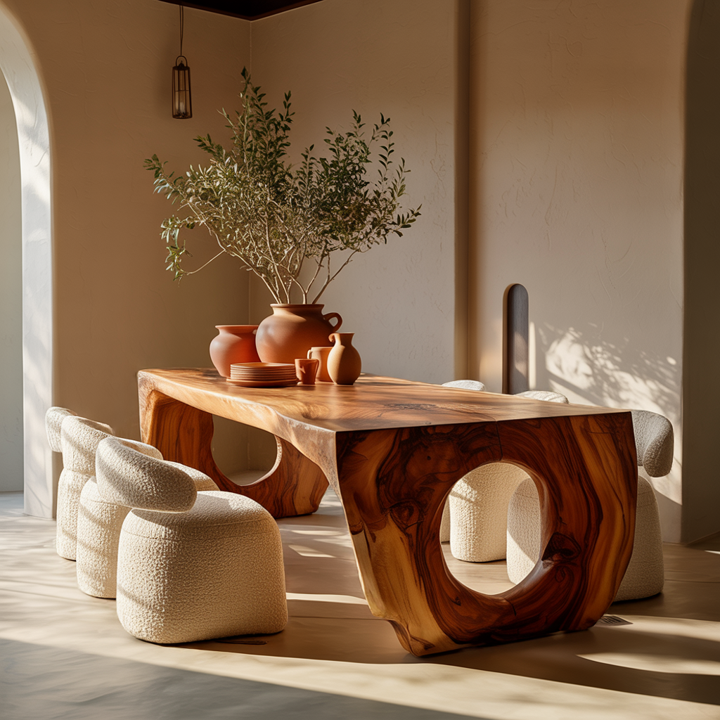 Solarch Hollow-Base Solid Wood Dining Table