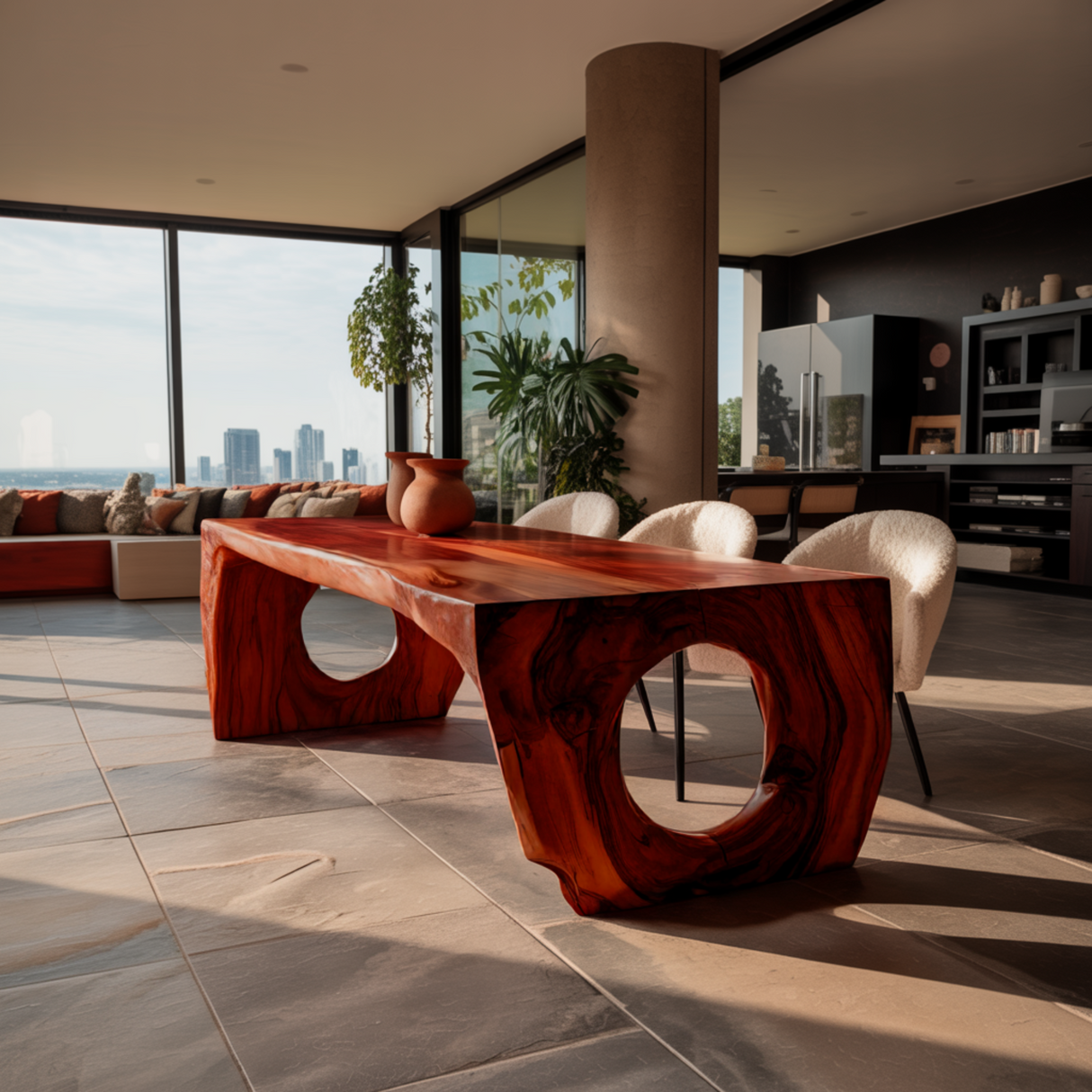 Solarch Hollow-Base Solid Wood Dining Table