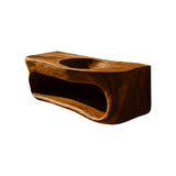Solene Sculpted Solid Wood Floating Bathroom Vanity with Integrated Sink and Open Storage Brown - Timberustic Floating Bathroom Vanity with Integrated Sink and Open Storage