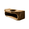Solene Sculpted Solid Wood Floating Bathroom Vanity with Integrated Sink and Open Storage Natural Oak - Timberustic Floating Bathroom Vanity with Integrated Sink and Open Storage