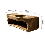 Solene Sculpted Solid Wood Floating Bathroom Vanity with Integrated Sink and Open Storage - Timberustic Floating Bathroom Vanity with Integrated Sink and Open Storage