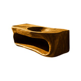 Solene Sculpted Solid Wood Floating Bathroom Vanity with Integrated Sink and Open Storage Teak - Timberustic Floating Bathroom Vanity with Integrated Sink and Open Storage