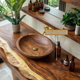 Solenne Live Edge Solid Wood Floating Bathroom Vanity with Drawers - Timberustic Floating Bathroom Vanity With Drawers