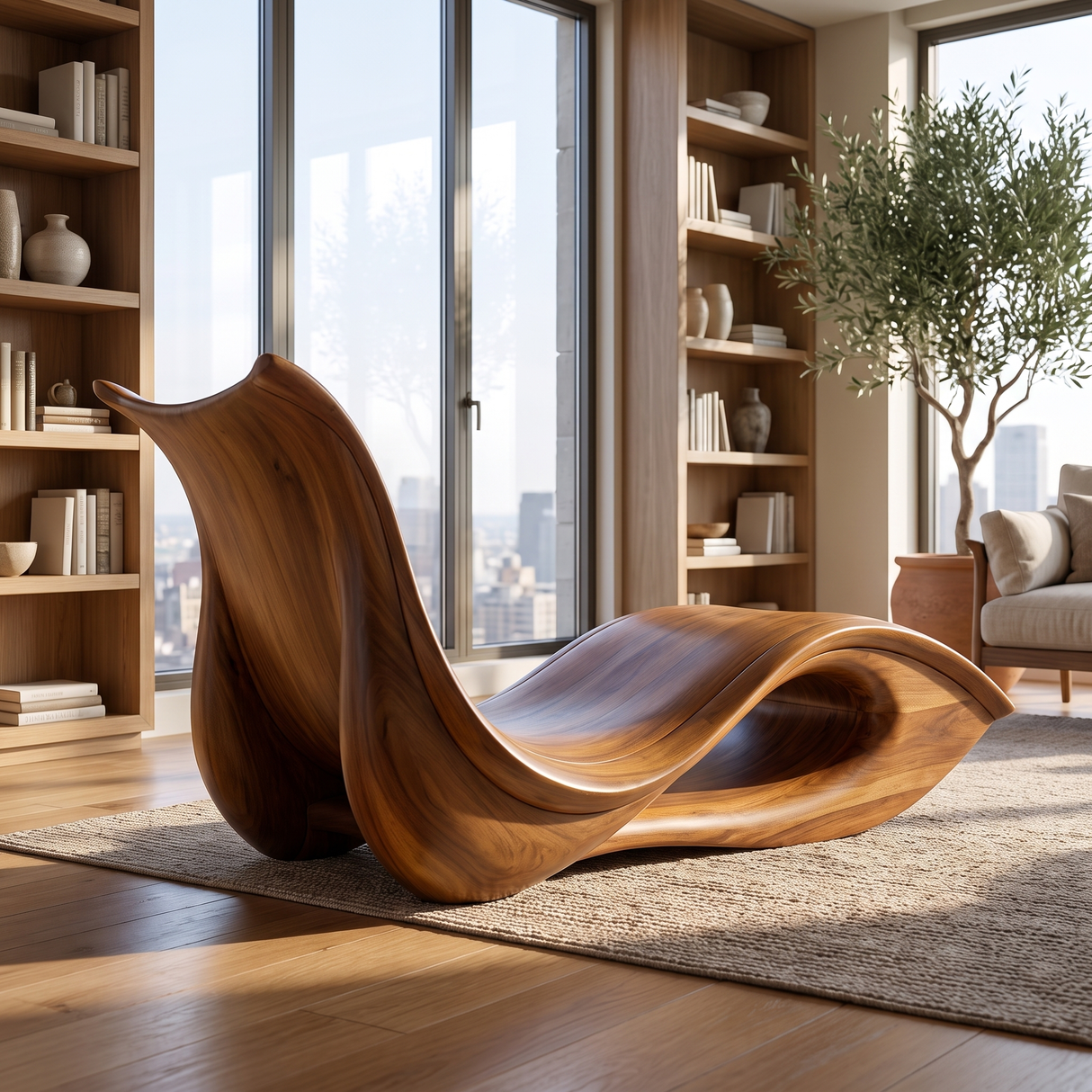 Solmirea Handcrafted Solid Wood Chaise Lounge
