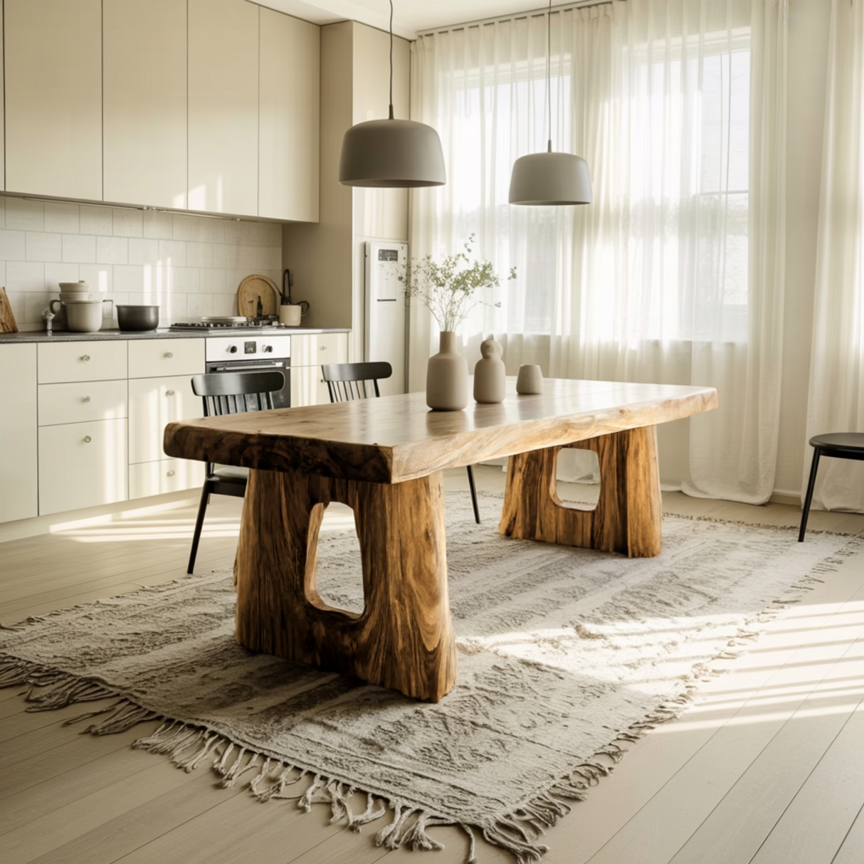 Solterra Organic Form Solid Wood Dining Table