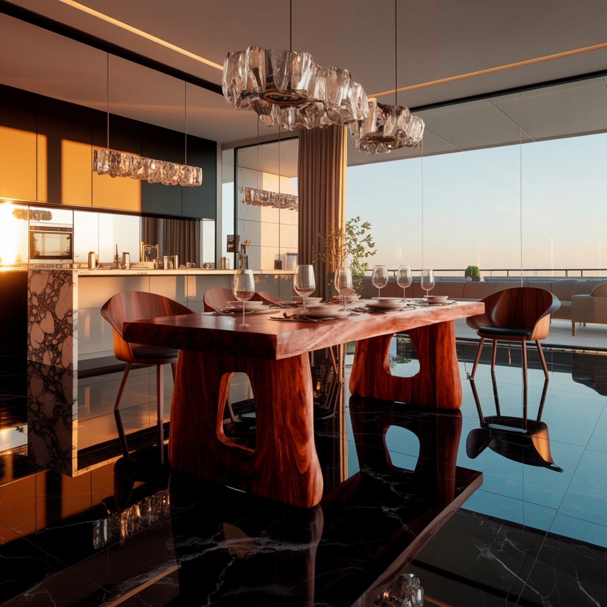 Solterra Organic Form Solid Wood Dining Table