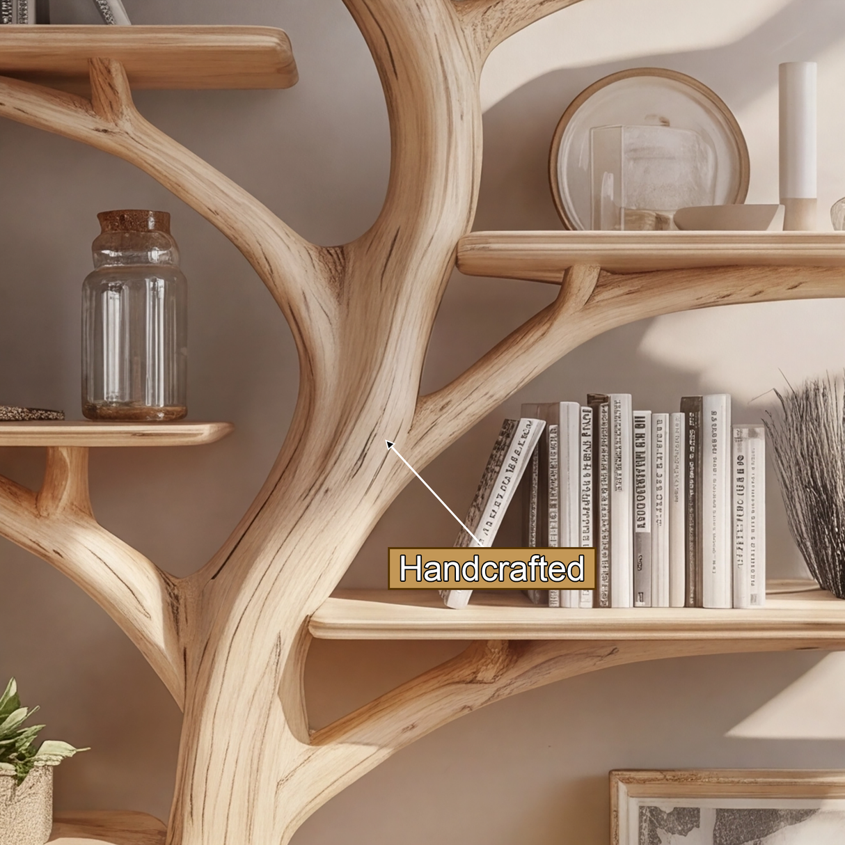 Soltree Sculpted Solid Wood Tree Bookshelf - Timberustic Tree Bookshelf