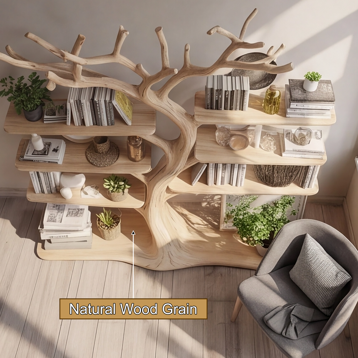 Soltree Sculpted Solid Wood Tree Bookshelf - Timberustic Tree Bookshelf