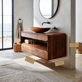 Solvane Curved Solid Wood Floating Bathroom Vanity with Drawers SPA392955 - Timberustic Floating Bathroom Vanity With Drawers