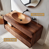 Solvane Curved Solid Wood Floating Bathroom Vanity with Drawers SPA392955 - Timberustic Floating Bathroom Vanity With Drawers