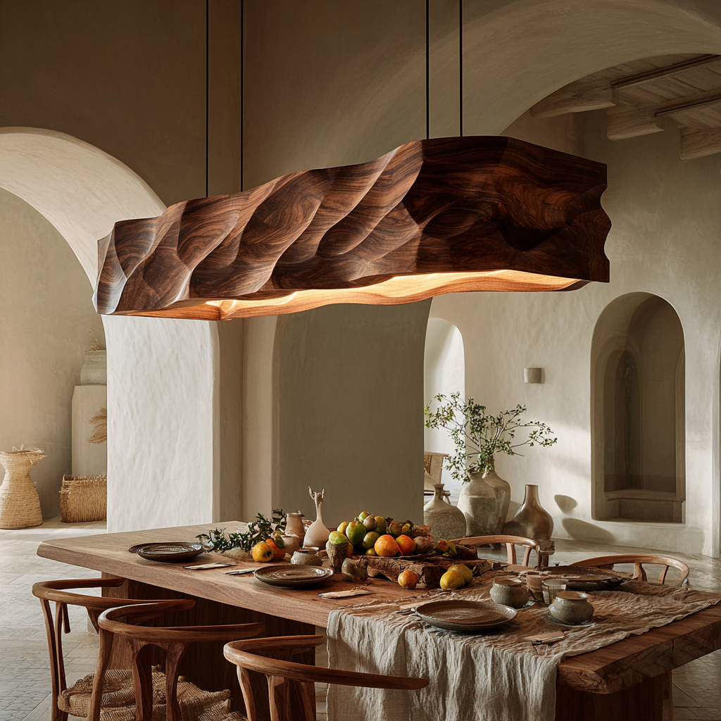Solvane Handcrafted Solid Wood Linear Pendant Light - Timberustic Linear Pendant Light