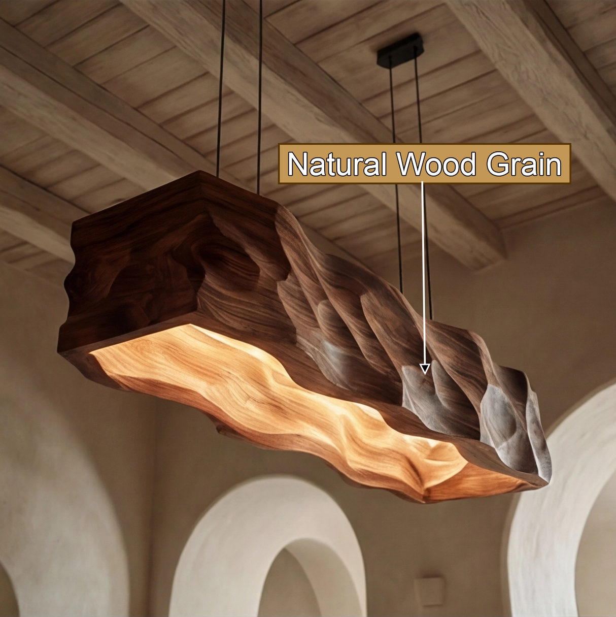 Solvane Handcrafted Solid Wood Linear Pendant Light - Timberustic Linear Pendant Light