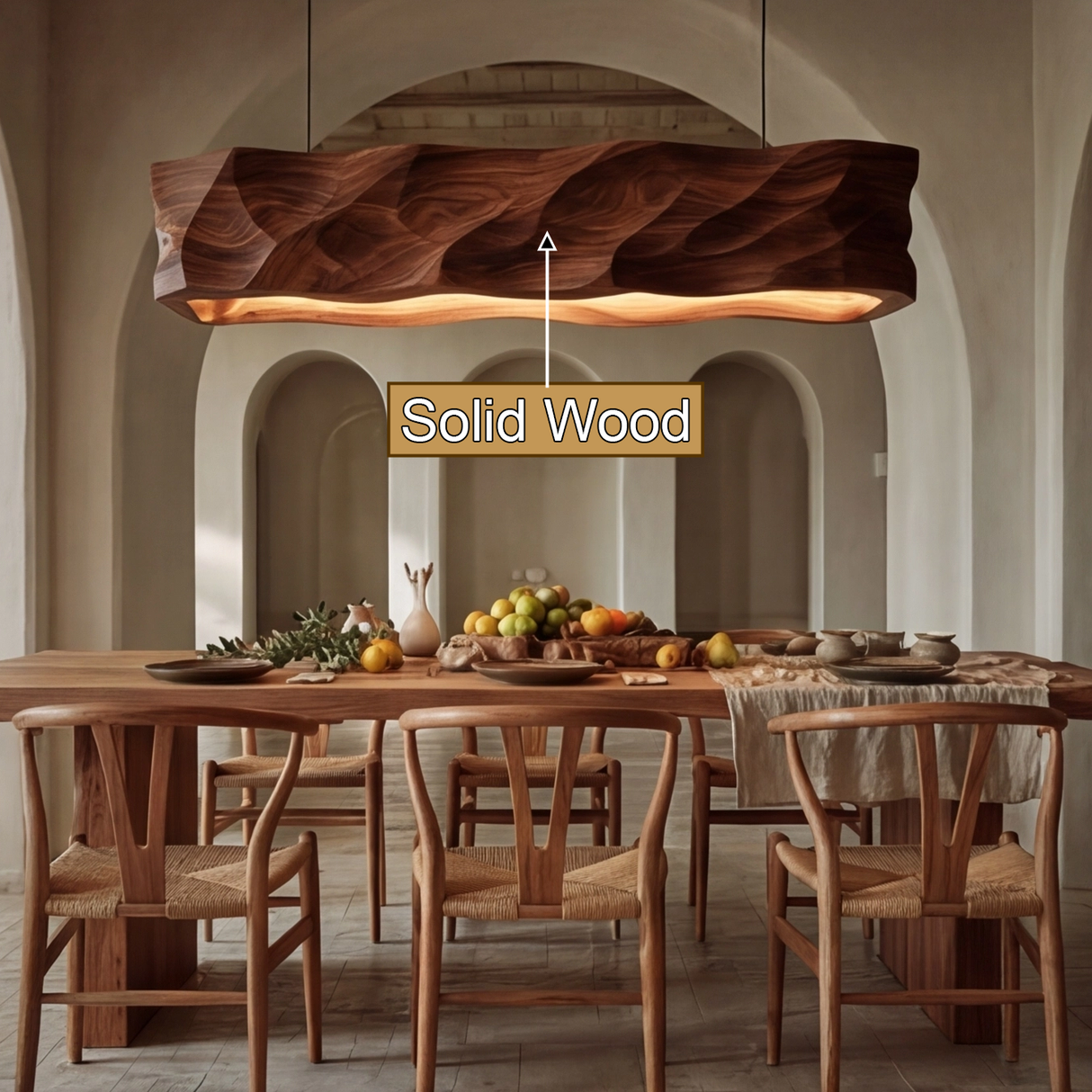 Solvane Handcrafted Solid Wood Linear Pendant Light - Timberustic Linear Pendant Light