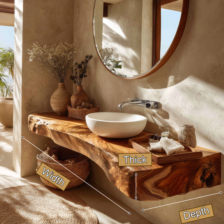 Solvane Live Edge Solid Wood Floating Bathroom Vanity SPA347375 - Timberustic Floating Bathroom Vanity