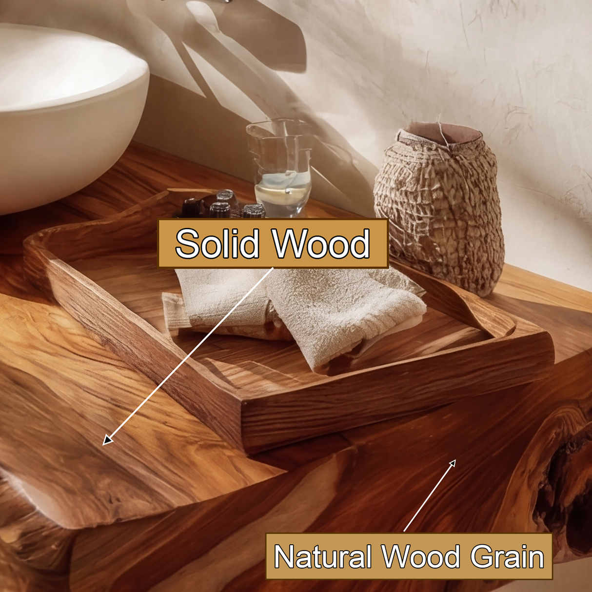 Solvane Live Edge Solid Wood Floating Bathroom Vanity - Timberustic Floating Bathroom Vanity