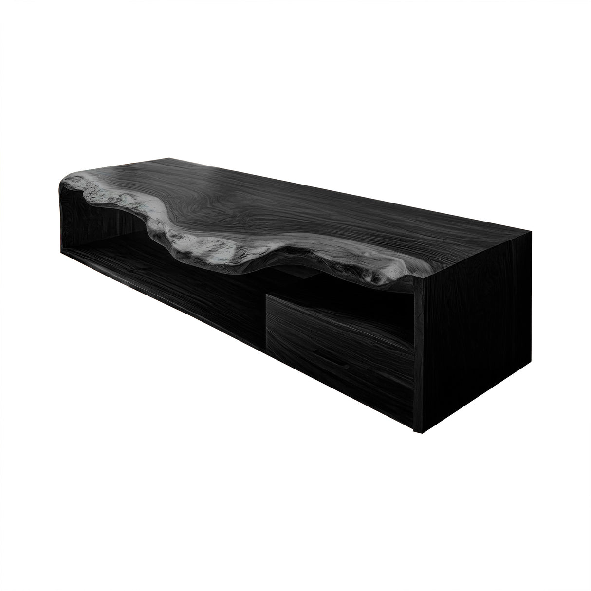 Solvane Live Edge Solid Wood Floating Bathroom Vanity with Drawers Black - Timberustic Floating Bathroom Vanity With Drawers