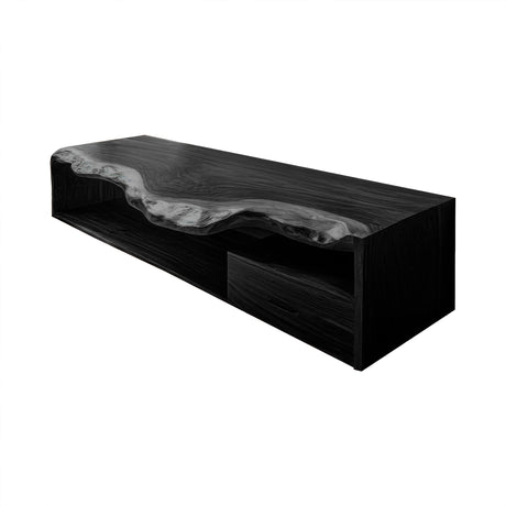 Solvane Live Edge Solid Wood Floating Bathroom Vanity with Drawers Black - Timberustic Floating Bathroom Vanity With Drawers