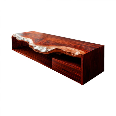 Solvane Live Edge Solid Wood Floating Bathroom Vanity with Drawers Mahogany - Timberustic Floating Bathroom Vanity With Drawers