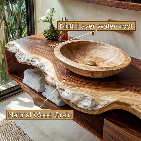 Solvane Live Edge Solid Wood Floating Bathroom Vanity with Drawers - Timberustic Floating Bathroom Vanity With Drawers