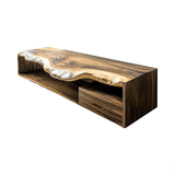 Solvane Live Edge Solid Wood Floating Bathroom Vanity with Drawers Natural Oak - Timberustic Floating Bathroom Vanity With Drawers