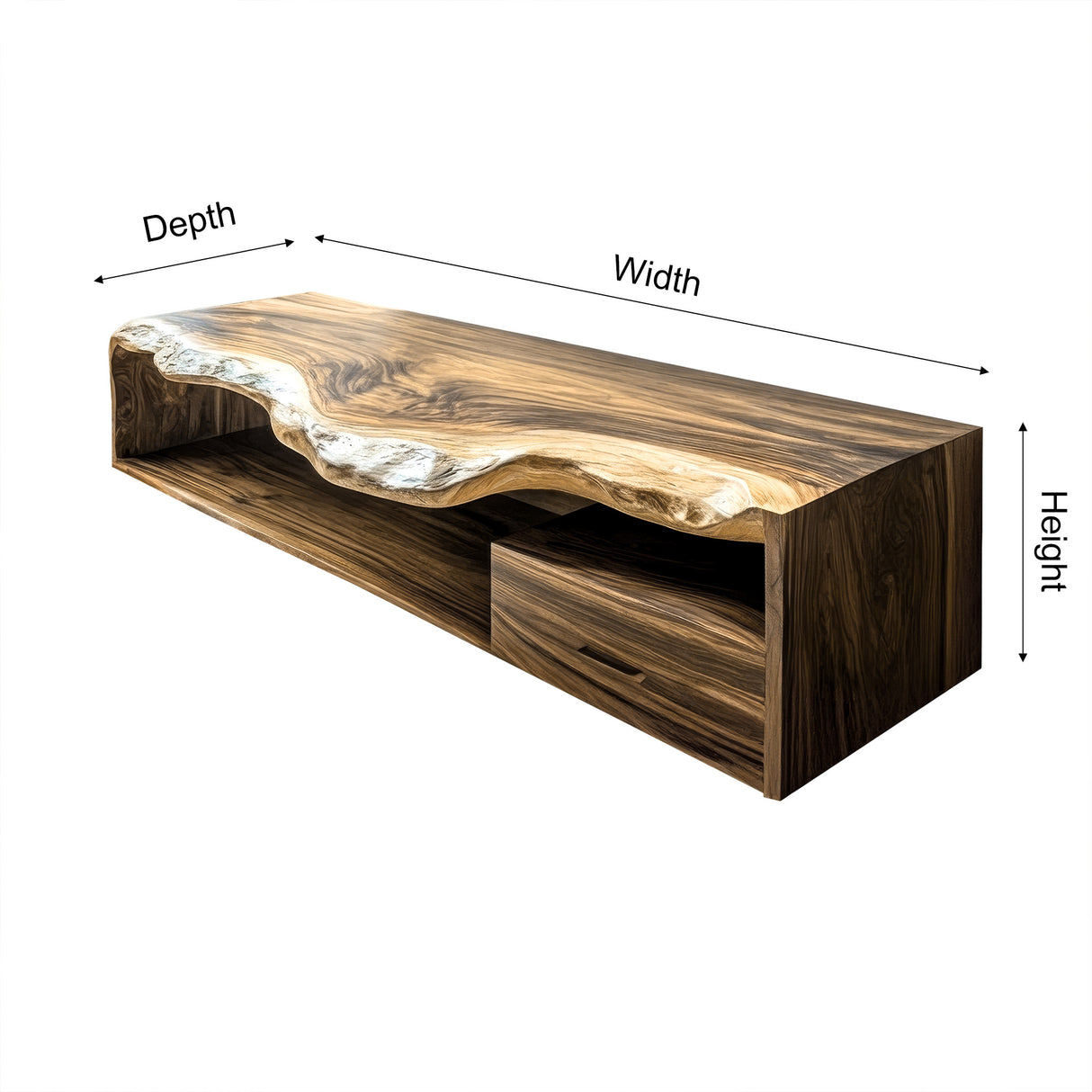Solvane Live Edge Solid Wood Floating Bathroom Vanity with Drawers - Timberustic Floating Bathroom Vanity With Drawers