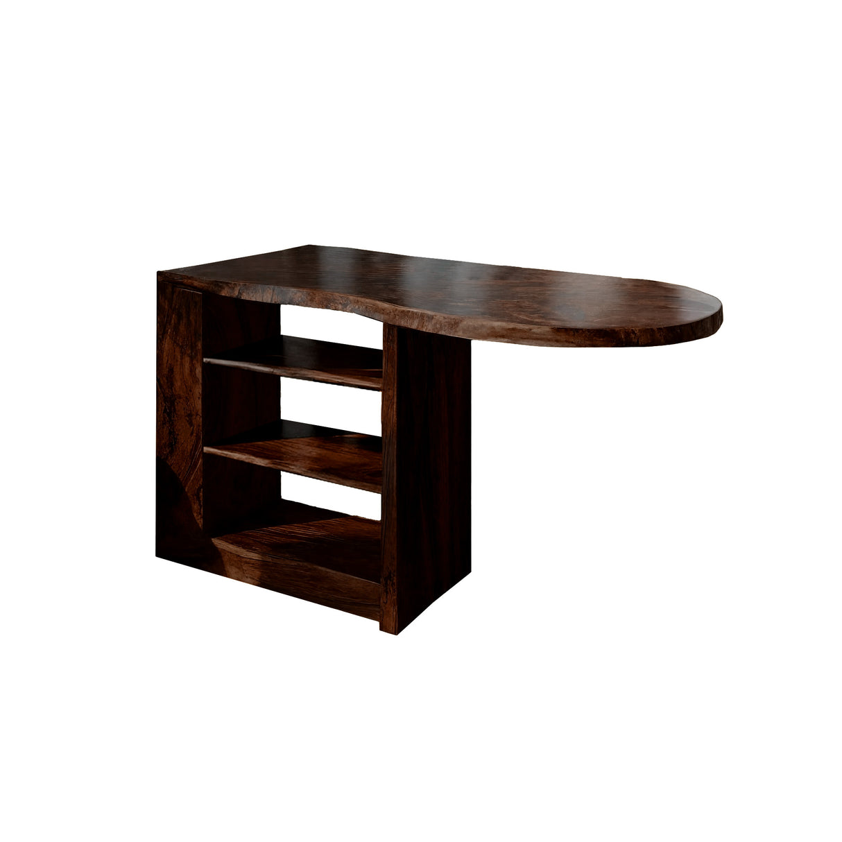 Solvane Live Edge Solid Wood Bar Table with Storage Dark Walnut - Timberustic Bar Table with Storage